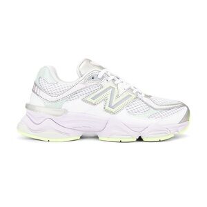 New Balance 9060 in white, silver metallic, taro & clay ash.